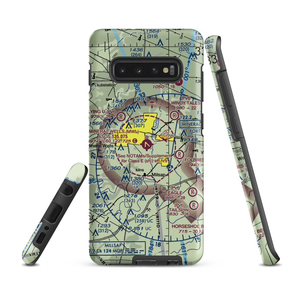 Mineral Wells Airport (MWL) VFR Sectional Samsung Phone Case Samsung Galaxy S10 Plus model shown