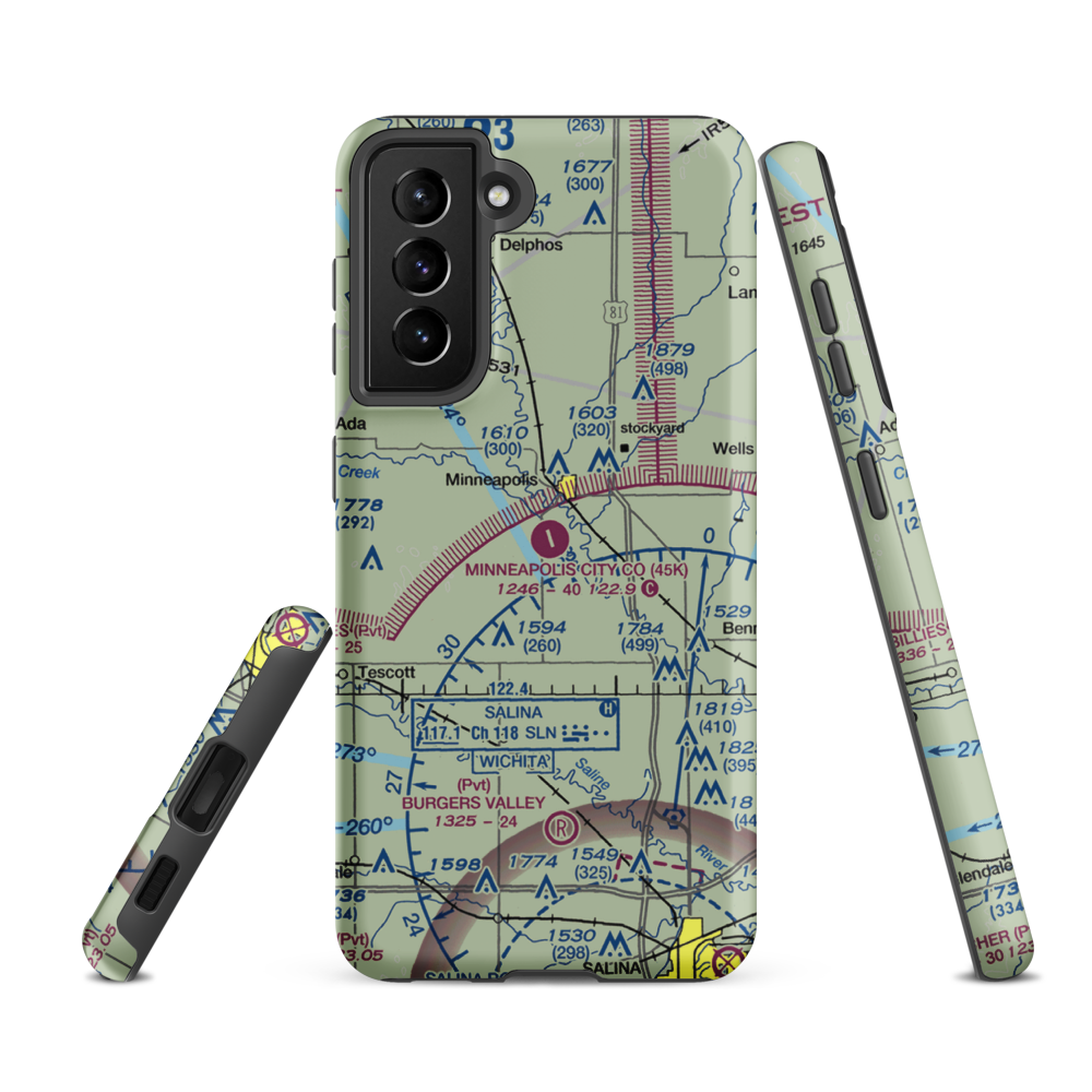 Minneapolis City County Airport (45K) VFR Sectional Samsung Phone Case Samsung Galaxy S21 Ultra model shown