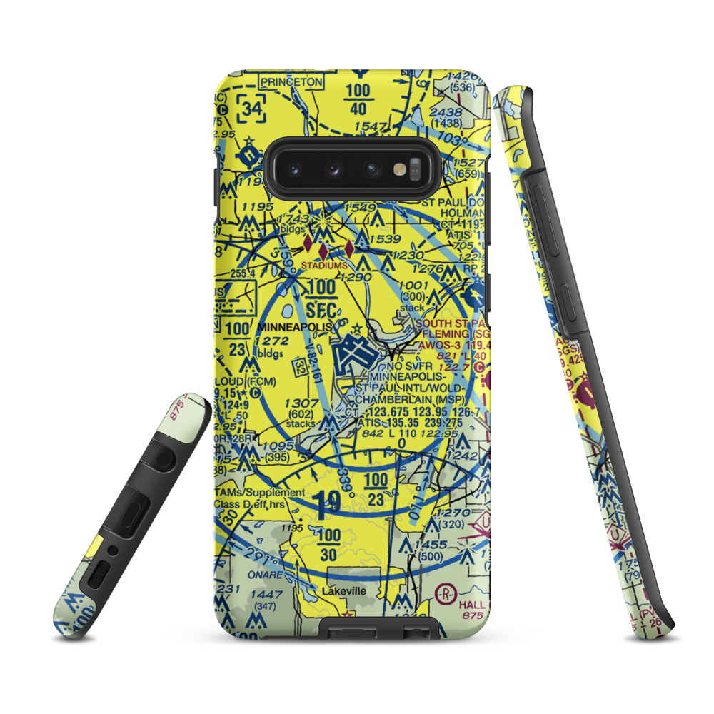 Minneapolis-St Paul International/Wold-Chamberlain Airport (MSP) VFR Sectional Samsung Phone Case Samsung Galaxy S10 Plus model shown
