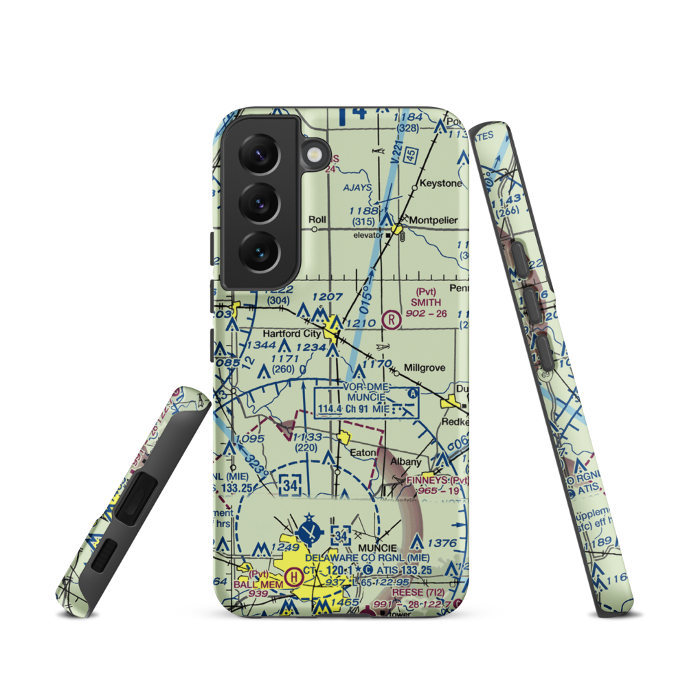 Minneman Airport (21IN) VFR Sectional Samsung Phone Case Samsung Galaxy S22 model shown
