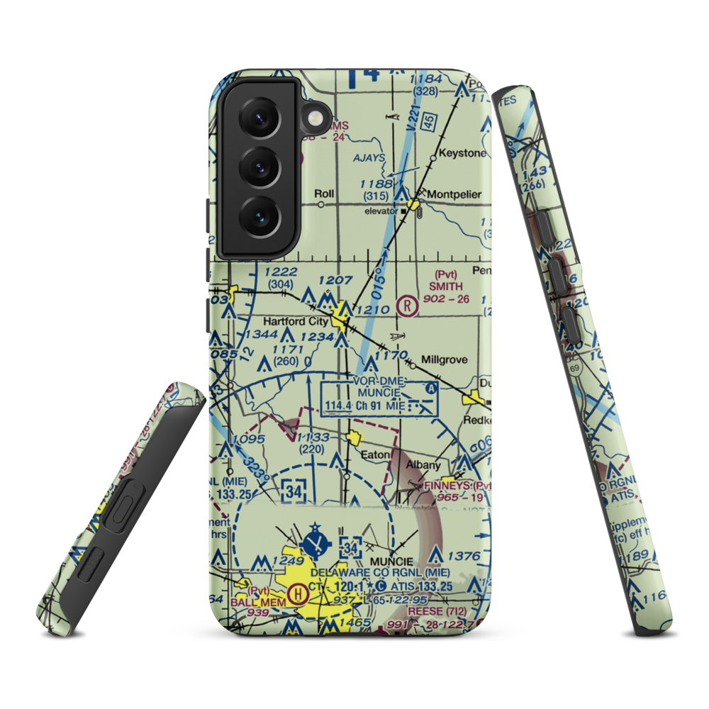 Minneman Airport (21IN) VFR Sectional Samsung Phone Case Samsung Galaxy S22 Plus model shown
