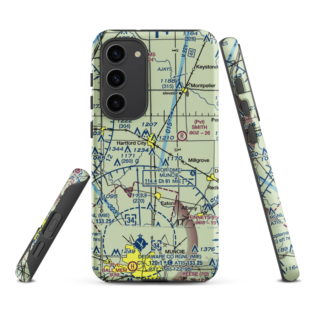 Minneman Airport (21IN) VFR Sectional Samsung Phone Case Samsung Galaxy S23 Plus model shown