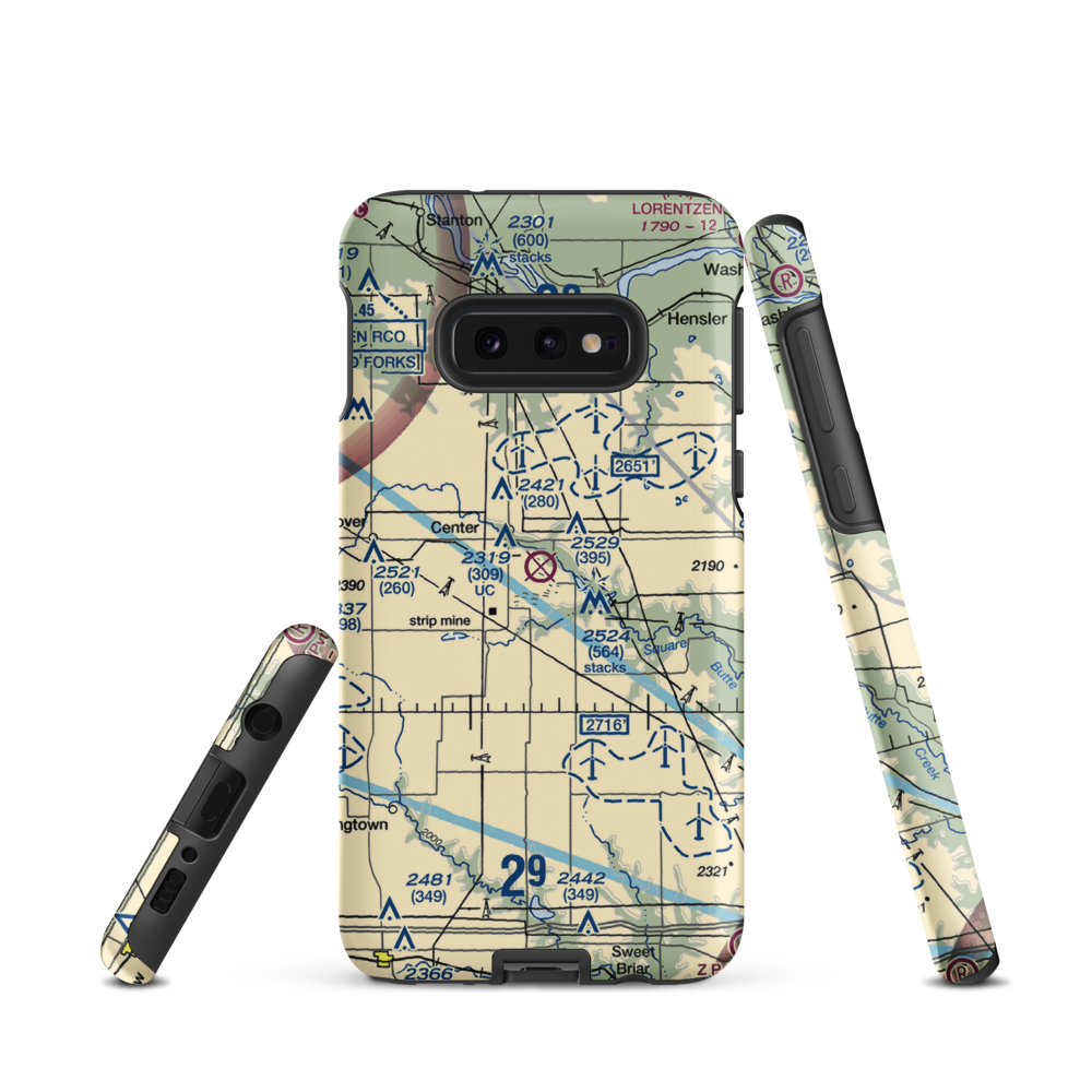Minnkota Private Airport (23ND) VFR Sectional Samsung Phone Case Samsung Galaxy S10e model shown