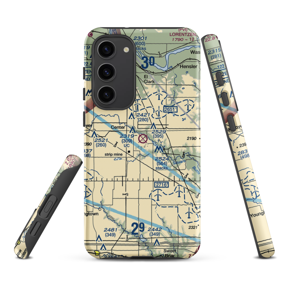 Minnkota Private Airport (23ND) VFR Sectional Samsung Phone Case Samsung Galaxy S23 Plus model shown