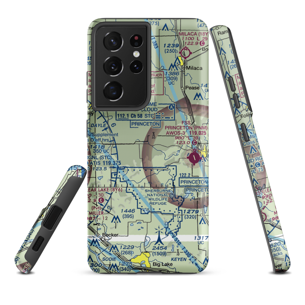 Minske Field (8MN6) VFR Sectional Samsung Phone Case Samsung Galaxy S21 Plus model shown