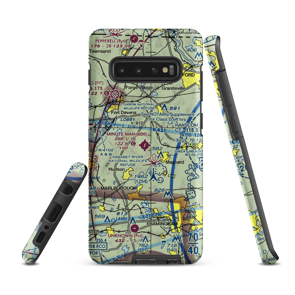 Minute Man Air Field (6B6) VFR Sectional Samsung Phone Case Samsung Galaxy S10 Plus model shown