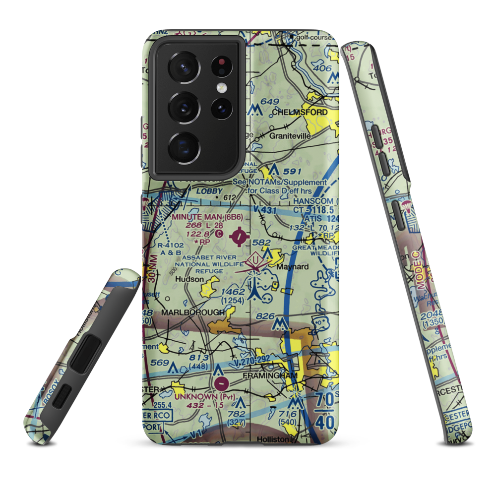 Minute Man Air Field (6B6) VFR Sectional Samsung Phone Case Samsung Galaxy S21 Ultra model shown