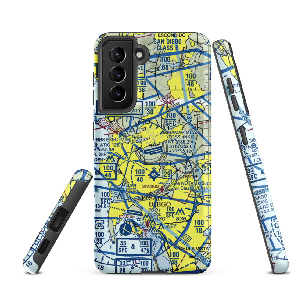 Miramar Marine Corps Air Station - Mitscher Field (NKX) VFR Sectional Samsung Phone Case Samsung Galaxy S21 FE model shown