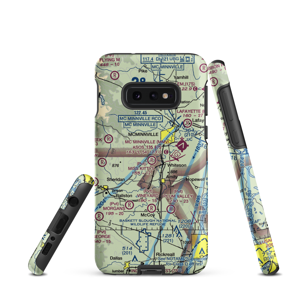 Miss Kittys Strip Airport (OG44) VFR Sectional Samsung Phone Case Samsung Galaxy S10e model shown