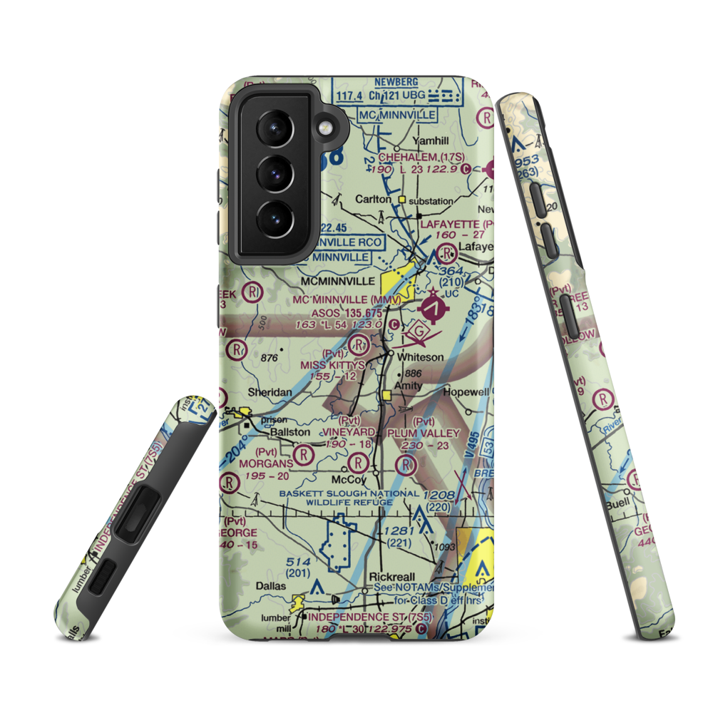Miss Kittys Strip Airport (OG44) VFR Sectional Samsung Phone Case Samsung Galaxy S21 FE model shown