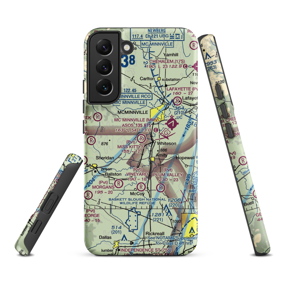 Miss Kittys Strip Airport (OG44) VFR Sectional Samsung Phone Case Samsung Galaxy S22 Plus model shown