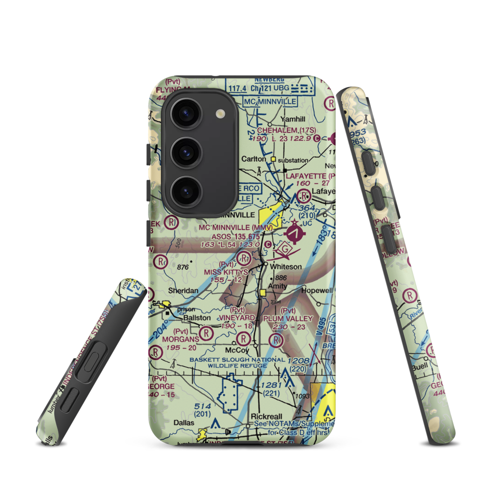 Miss Kittys Strip Airport (OG44) VFR Sectional Samsung Phone Case Samsung Galaxy S23 model shown