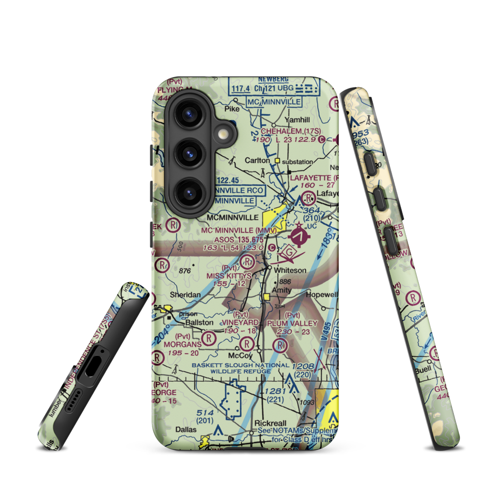 Miss Kittys Strip Airport (OG44) VFR Sectional Samsung Phone Case Samsung Galaxy S24 model shown