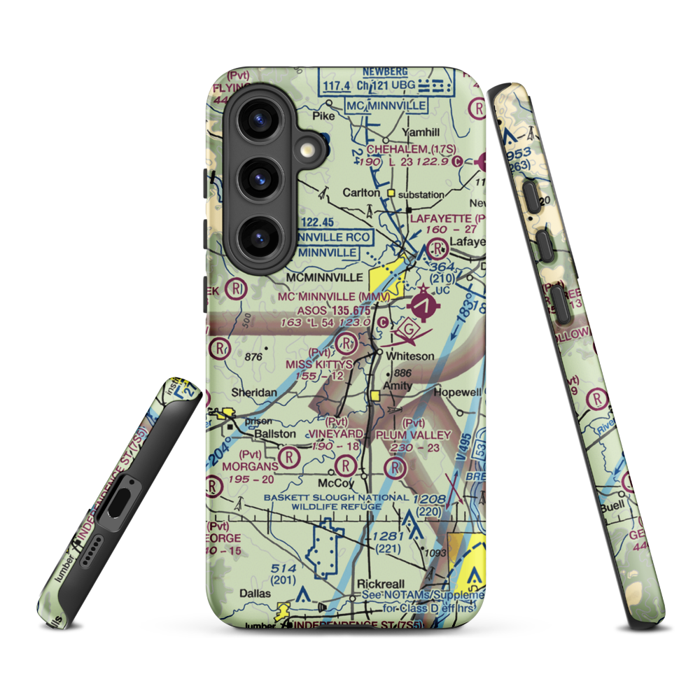 Miss Kittys Strip Airport (OG44) VFR Sectional Samsung Phone Case Samsung Galaxy S24 Plus model shown