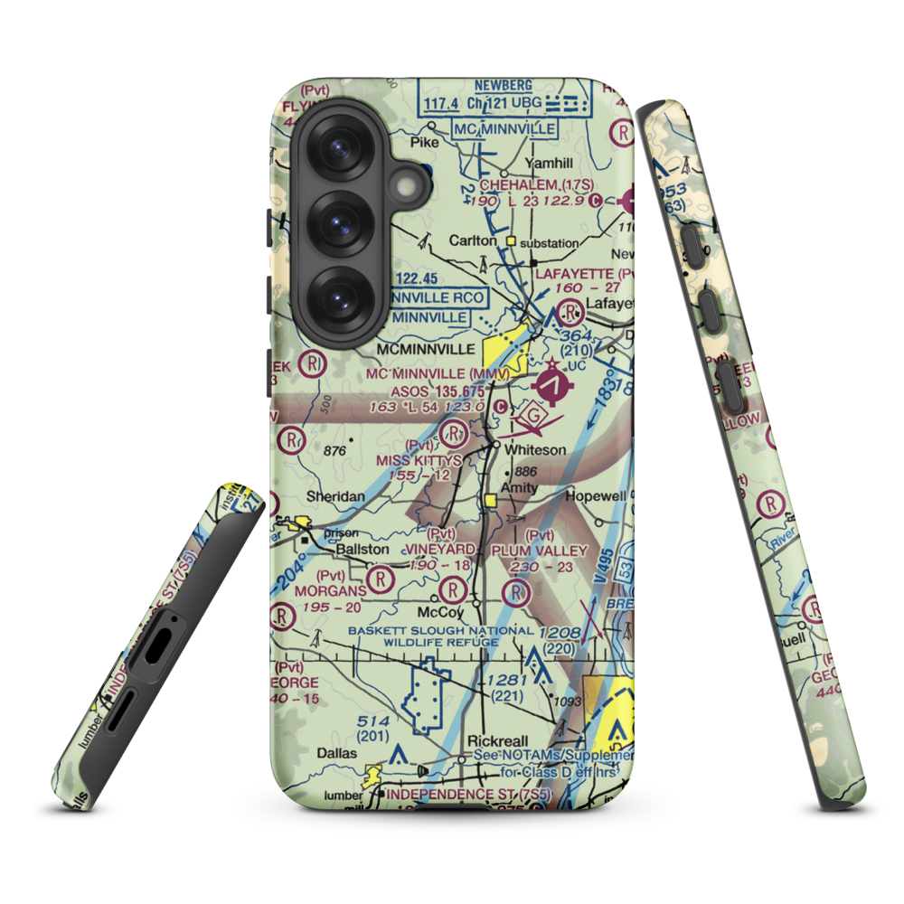 Miss Kittys Strip Airport (OG44) VFR Sectional Samsung Phone Case Samsung Galaxy S25 Plus model shown
