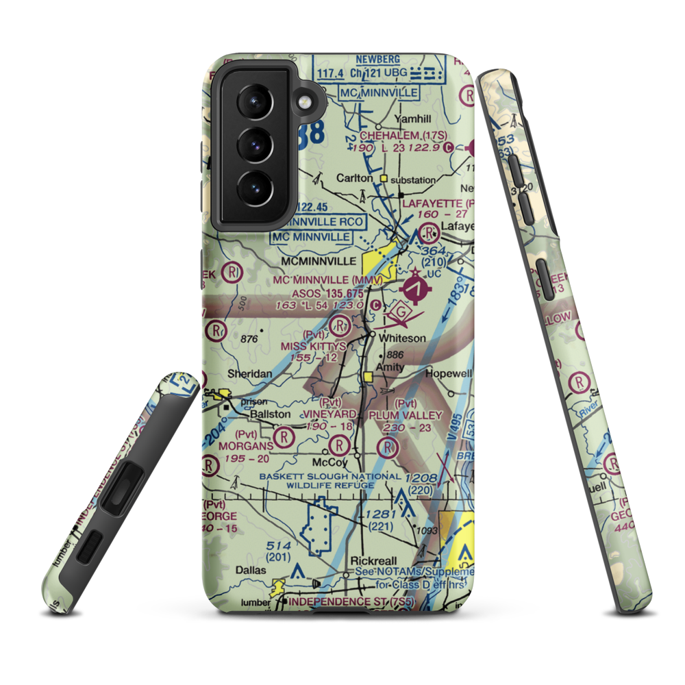 Miss Kittys Strip Airport (OG44) VFR Sectional Samsung Phone Case Samsung Galaxy S21 Plus model shown