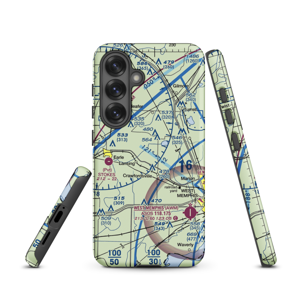 Mission Field-Marotti Memorial Airport (0AR2) VFR Sectional Samsung Phone Case Samsung Galaxy S25 model shown