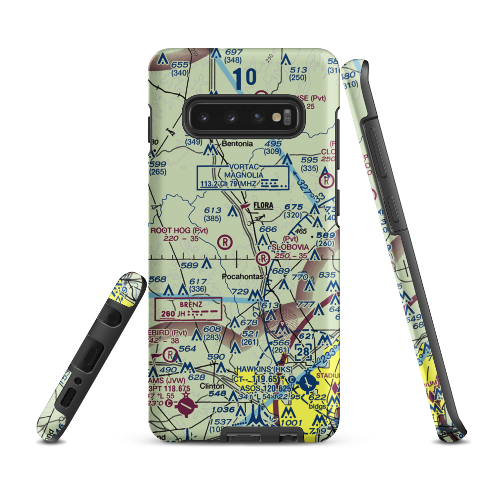 Mississippi Petrified Forest Airport (MS42) VFR Sectional Samsung Phone Case Samsung Galaxy S10 Plus model shown