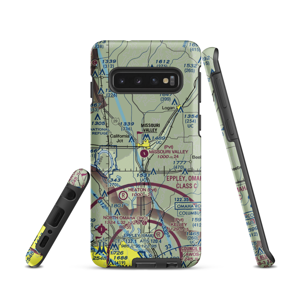 Missouri Valley Airport (90IA) VFR Sectional Samsung Phone Case Samsung Galaxy S10 model shown