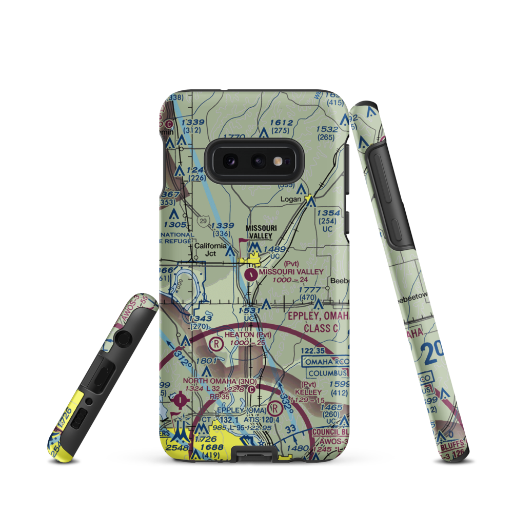 Missouri Valley Airport (90IA) VFR Sectional Samsung Phone Case Samsung Galaxy S10e model shown