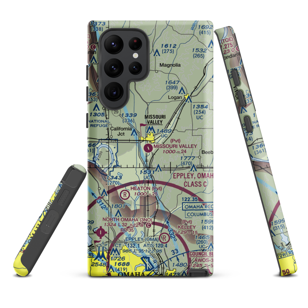 Missouri Valley Airport (90IA) VFR Sectional Samsung Phone Case Samsung Galaxy S22 Ultra model shown