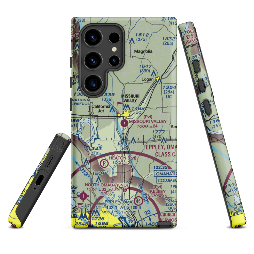 Missouri Valley Airport (90IA) VFR Sectional Samsung Phone Case Samsung Galaxy S24 Ultra model shown