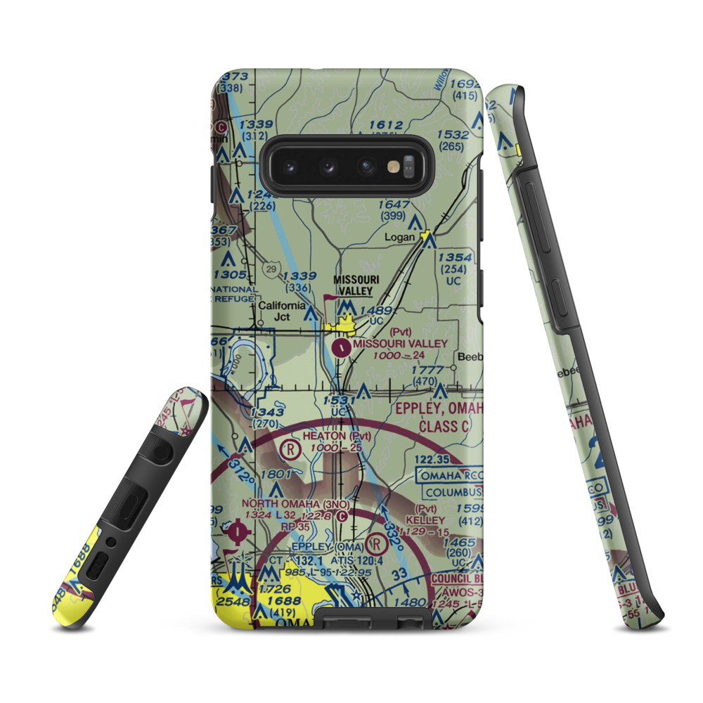 Missouri Valley Airport (90IA) VFR Sectional Samsung Phone Case Samsung Galaxy S10 Plus model shown