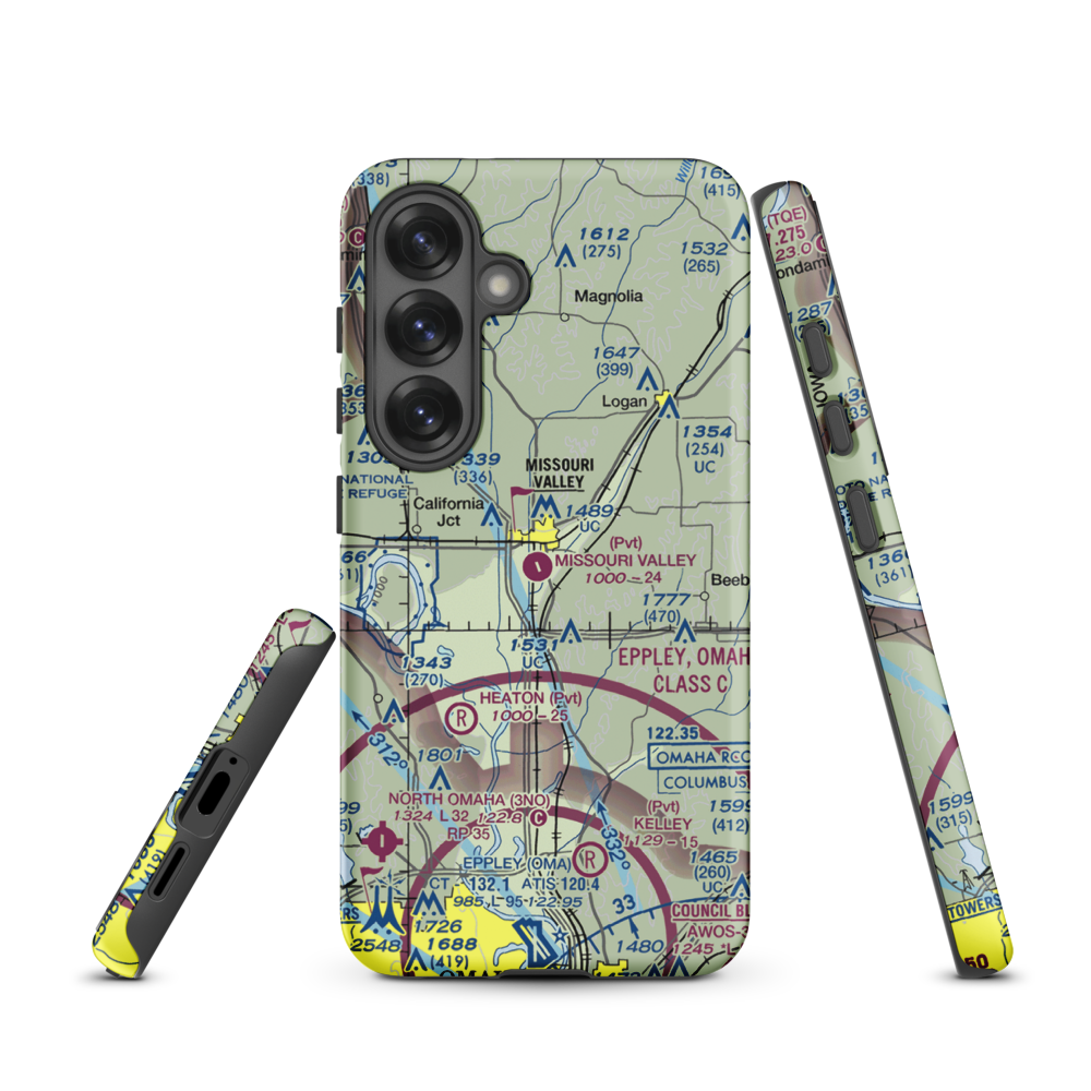 Missouri Valley Airport (90IA) VFR Sectional Samsung Phone Case Samsung Galaxy S25 model shown