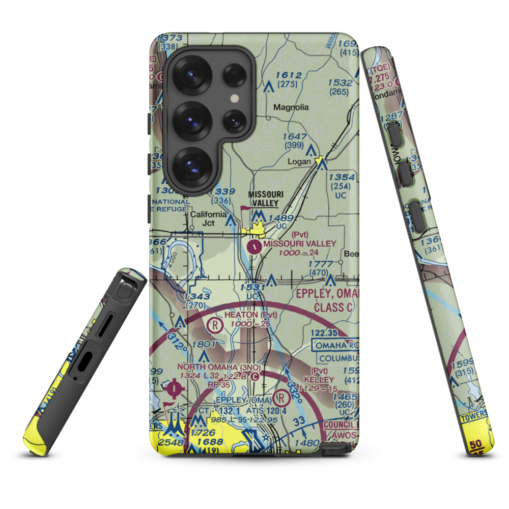 Missouri Valley Airport (90IA) VFR Sectional Samsung Phone Case Samsung Galaxy S25 Ultra model shown