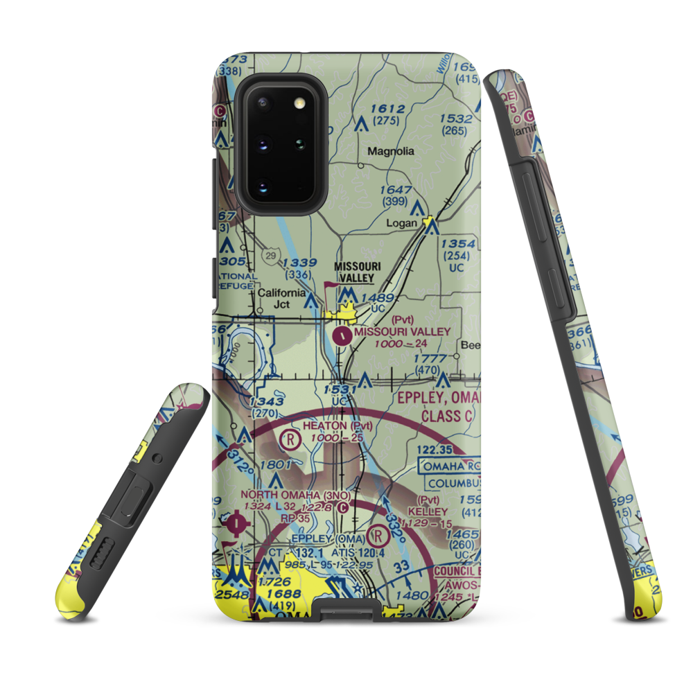 Missouri Valley Airport (90IA) VFR Sectional Samsung Phone Case Samsung Galaxy S20 Plus model shown