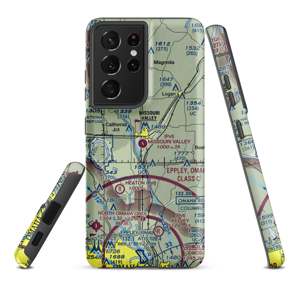 Missouri Valley Airport (90IA) VFR Sectional Samsung Phone Case Samsung Galaxy S21 Ultra model shown