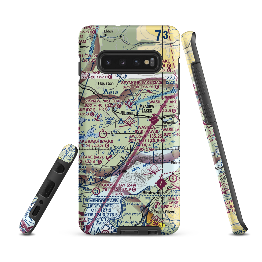 Misty Lake Seaplane Base (AA11) VFR Sectional Samsung Phone Case Samsung Galaxy S10 Plus model shown