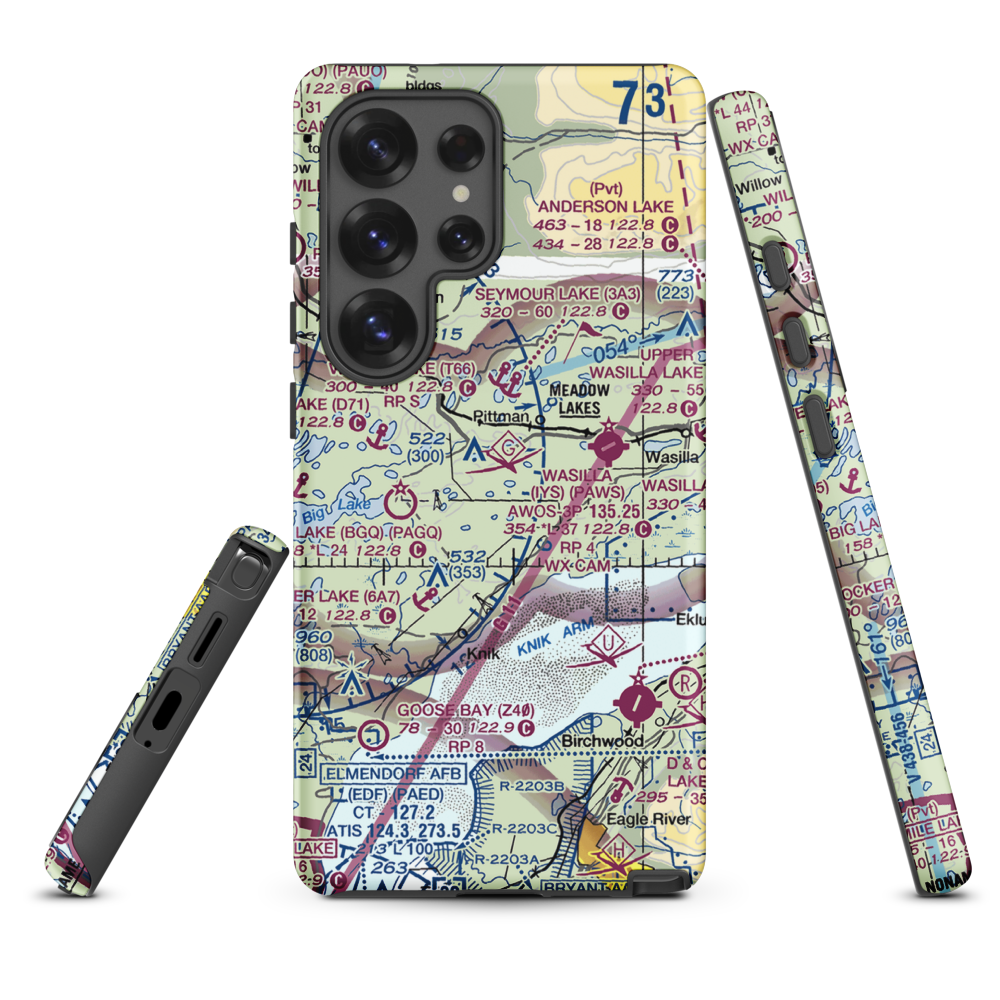 Misty Lake Seaplane Base (AA11) VFR Sectional Samsung Phone Case Samsung Galaxy S25 Ultra model shown