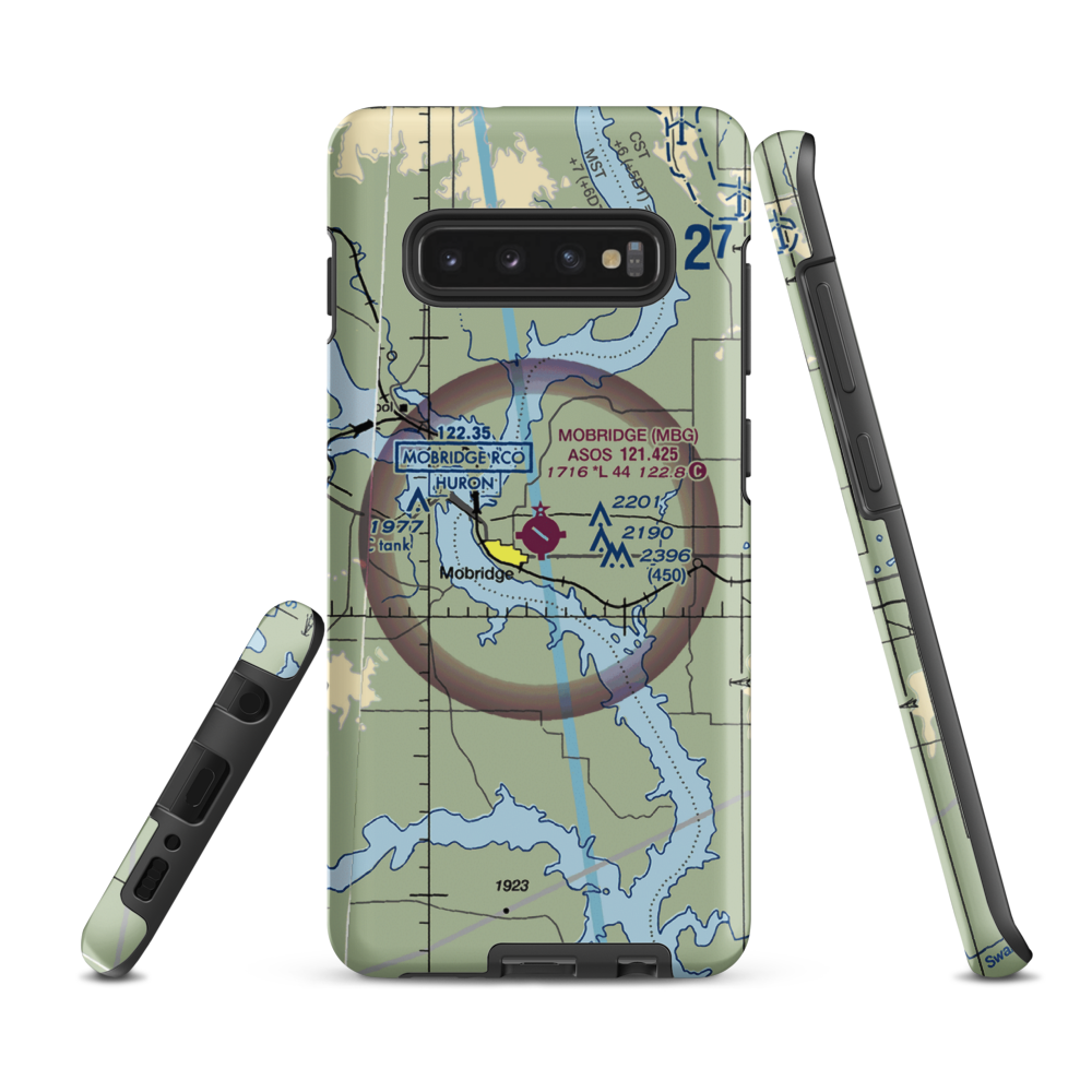 Mobridge Municipal Airport (MBG) VFR Sectional Samsung Phone Case Samsung Galaxy S10 Plus model shown