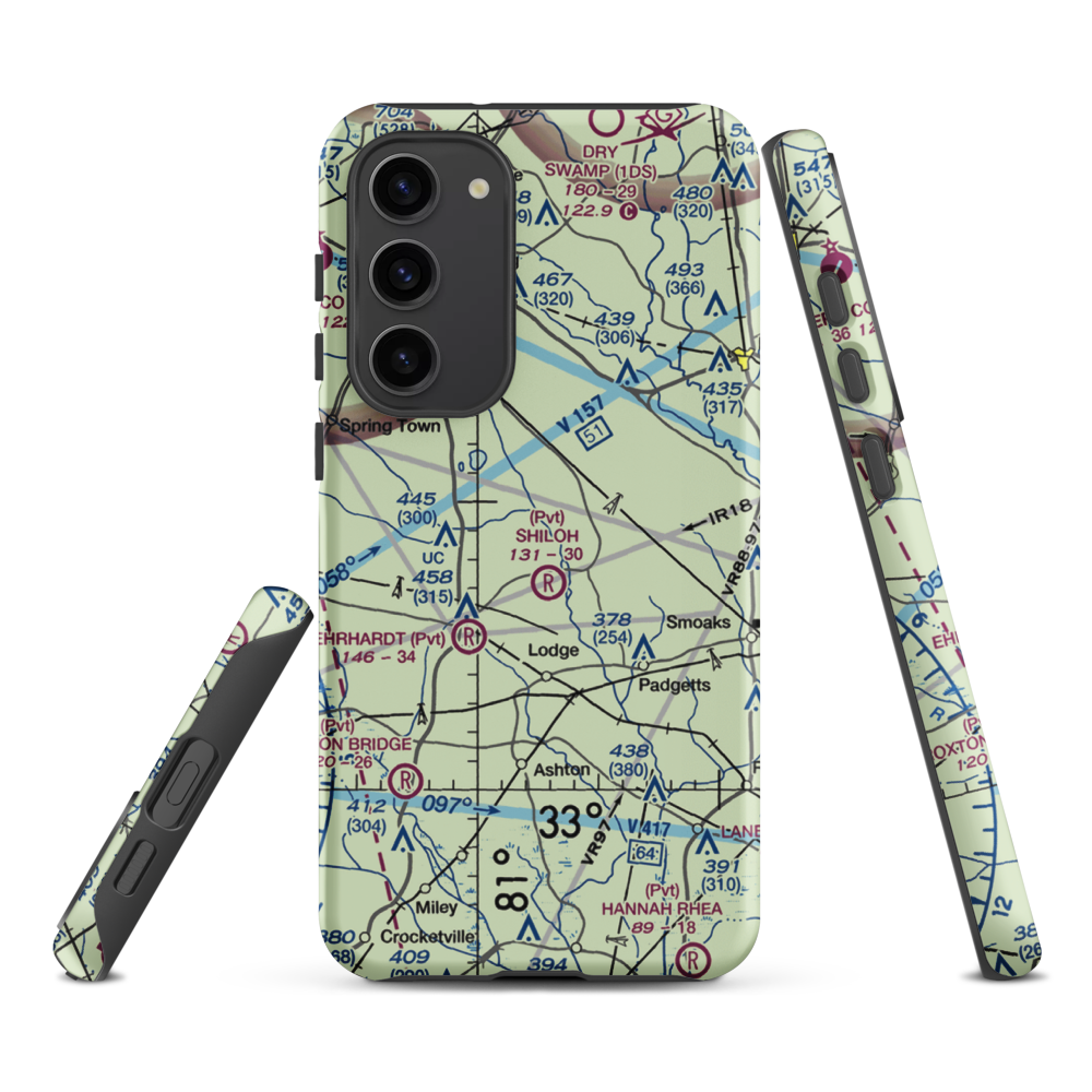 Moccasin Creek Airport (51SC) VFR Sectional Samsung Phone Case Samsung Galaxy S23 Plus model shown