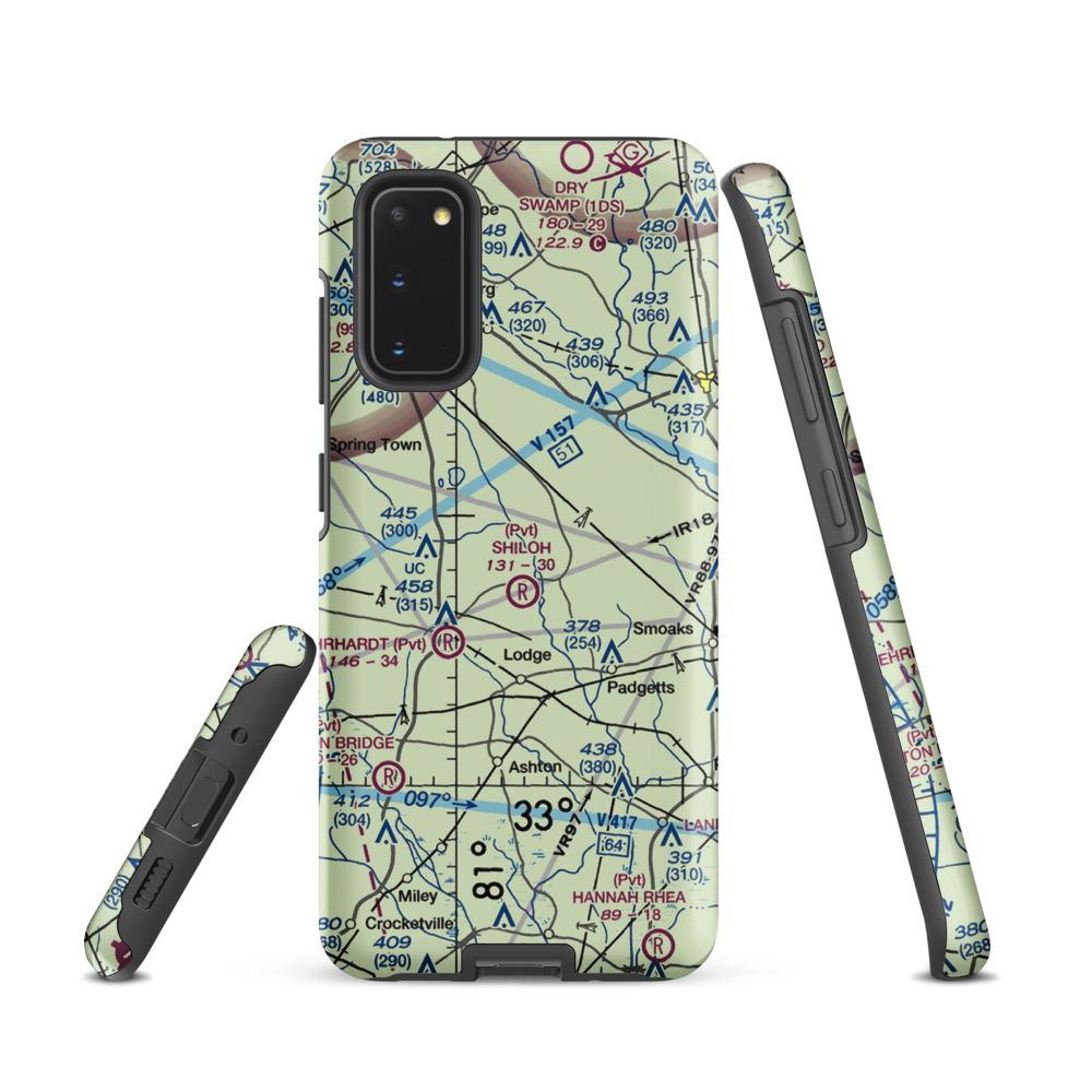 Moccasin Creek Airport (51SC) VFR Sectional Samsung Phone Case Samsung Galaxy S20 model shown