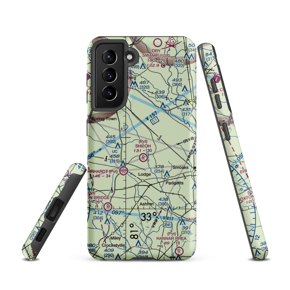 Moccasin Creek Airport (51SC) VFR Sectional Samsung Phone Case Samsung Galaxy S21 model shown