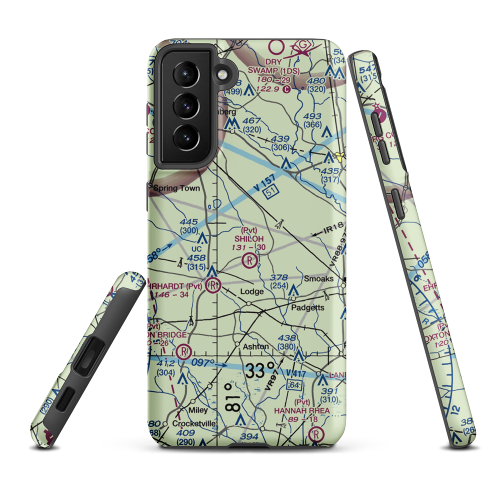 Moccasin Creek Airport (51SC) VFR Sectional Samsung Phone Case Samsung Galaxy S21 FE model shown