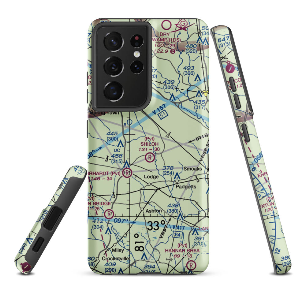 Moccasin Creek Airport (51SC) VFR Sectional Samsung Phone Case Samsung Galaxy S21 Plus model shown