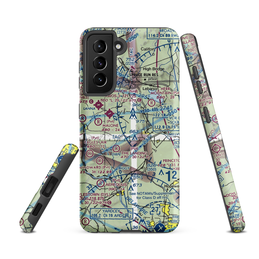 Mock Airport (3NJ5) VFR Sectional Samsung Phone Case Samsung Galaxy S21 FE model shown