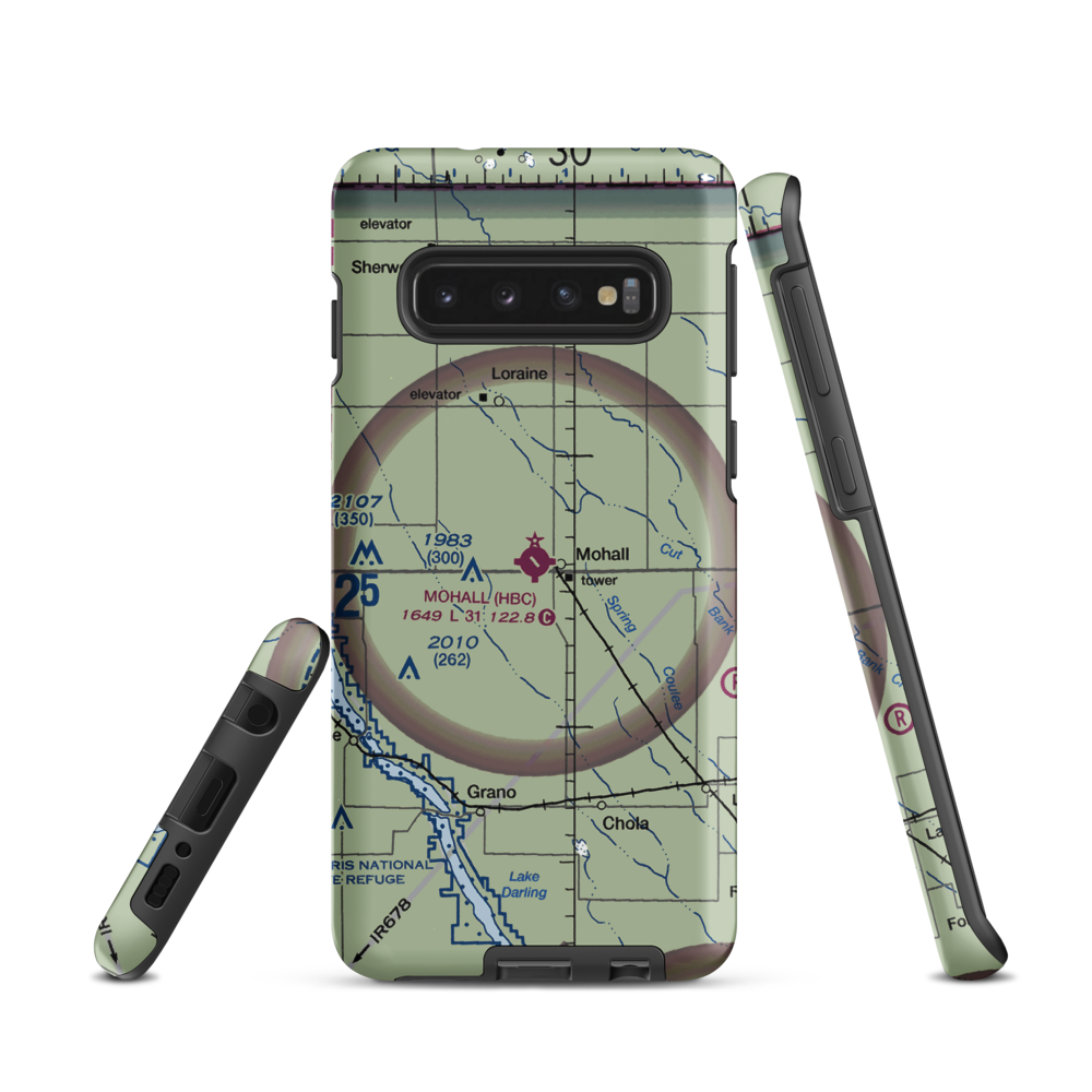 Mohall Municipal Airport (HBC) VFR Sectional Samsung Phone Case Samsung Galaxy S10 model shown