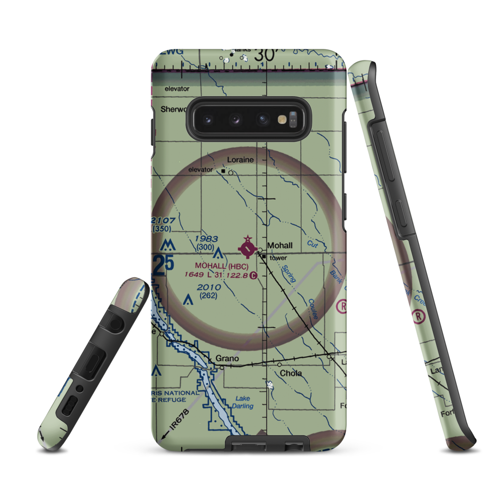 Mohall Municipal Airport (HBC) VFR Sectional Samsung Phone Case Samsung Galaxy S10 Plus model shown