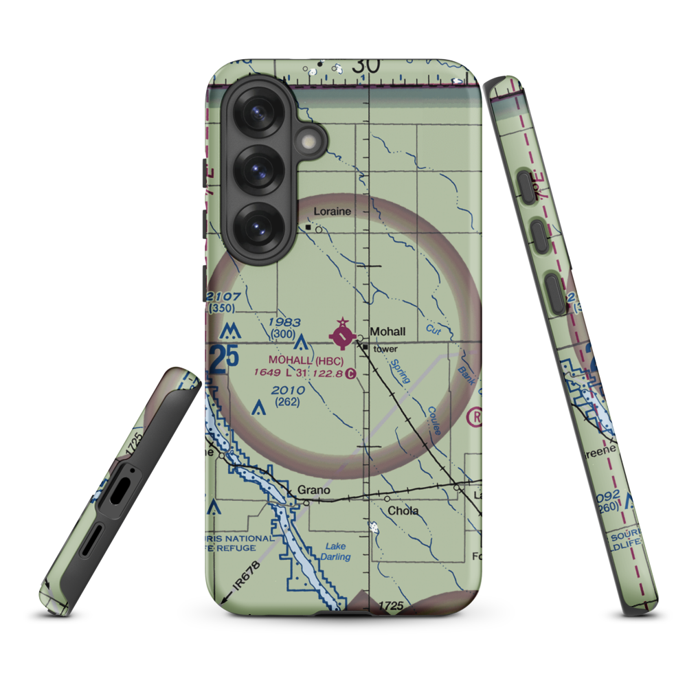 Mohall Municipal Airport (HBC) VFR Sectional Samsung Phone Case Samsung Galaxy S25 Plus model shown