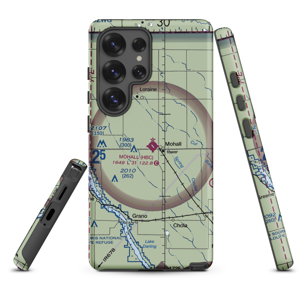 Mohall Municipal Airport (HBC) VFR Sectional Samsung Phone Case Samsung Galaxy S25 Ultra model shown