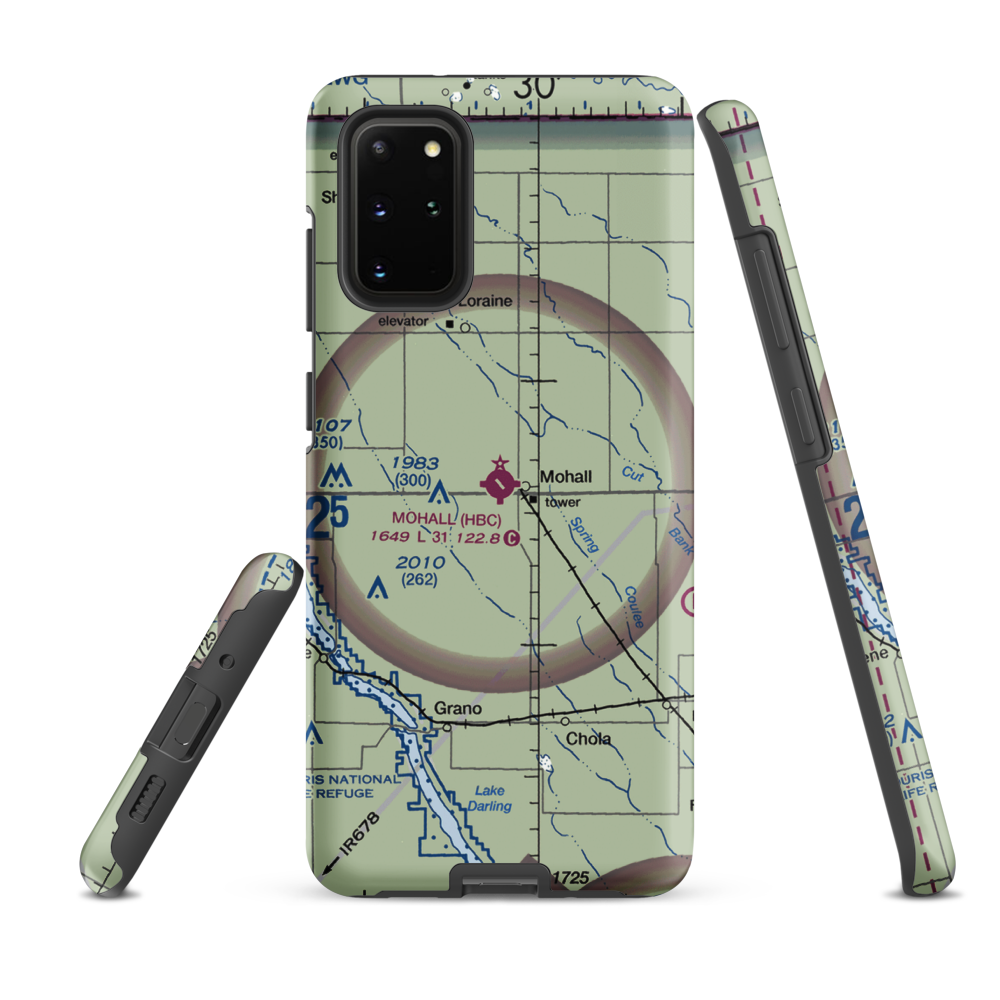 Mohall Municipal Airport (HBC) VFR Sectional Samsung Phone Case Samsung Galaxy S20 Plus model shown