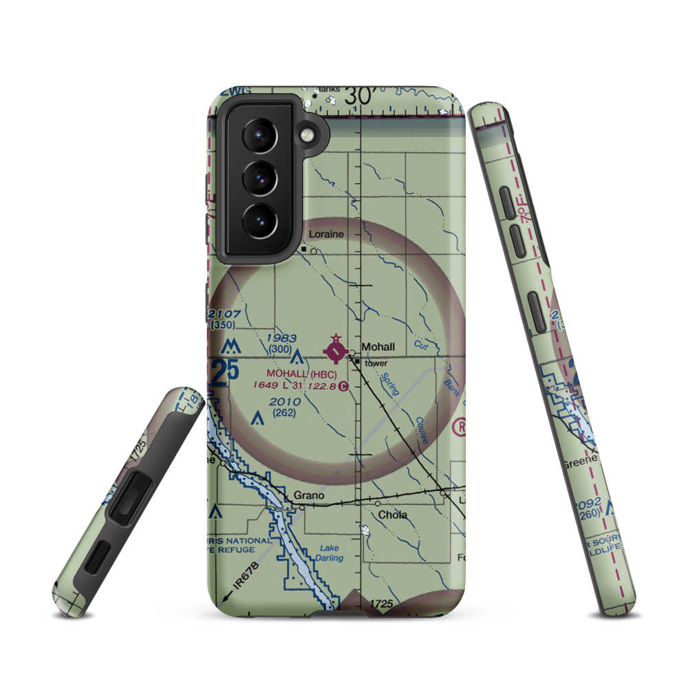 Mohall Municipal Airport (HBC) VFR Sectional Samsung Phone Case Samsung Galaxy S21 model shown