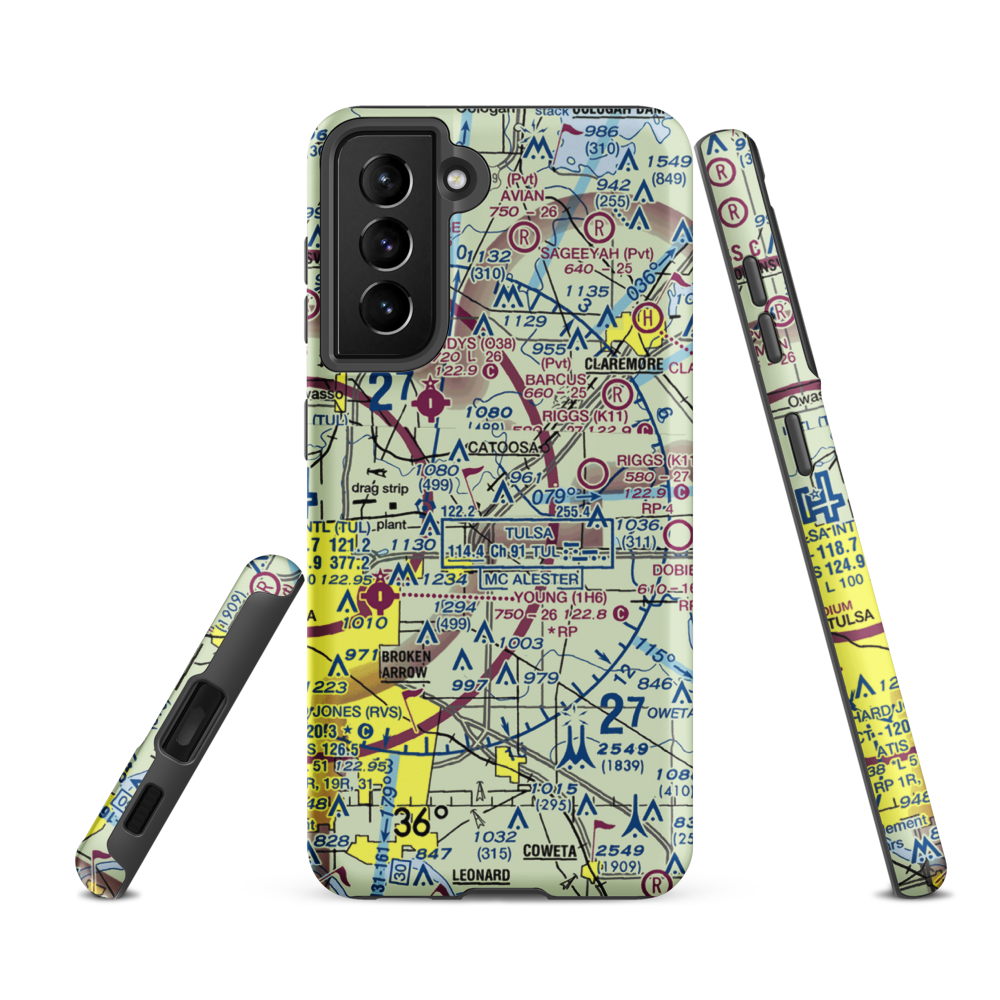 Molly's Landing Heliport (O34) VFR Sectional Samsung Phone Case Samsung Galaxy S21 FE model shown