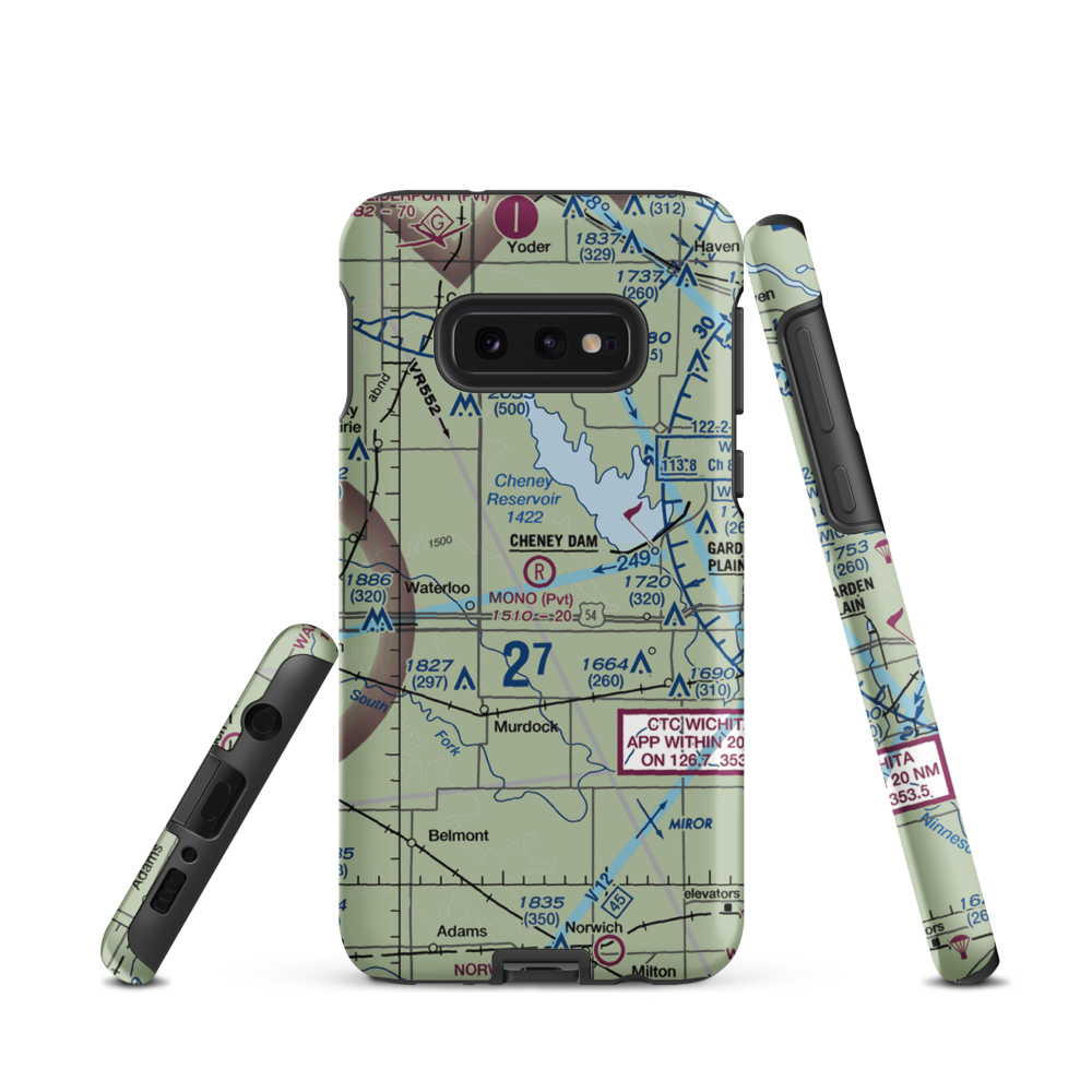 Mono Aircraft Airport (0KS7) VFR Sectional Samsung Phone Case Samsung Galaxy S10 Plus model shown