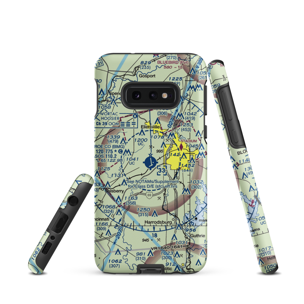 Monroe County Airport (BMG) VFR Sectional Samsung Phone Case Samsung Galaxy S10e model shown