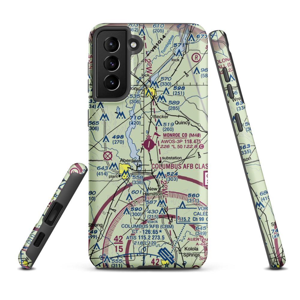 Monroe County Airport (M40) VFR Sectional Samsung Phone Case Samsung Galaxy S21 Plus model shown
